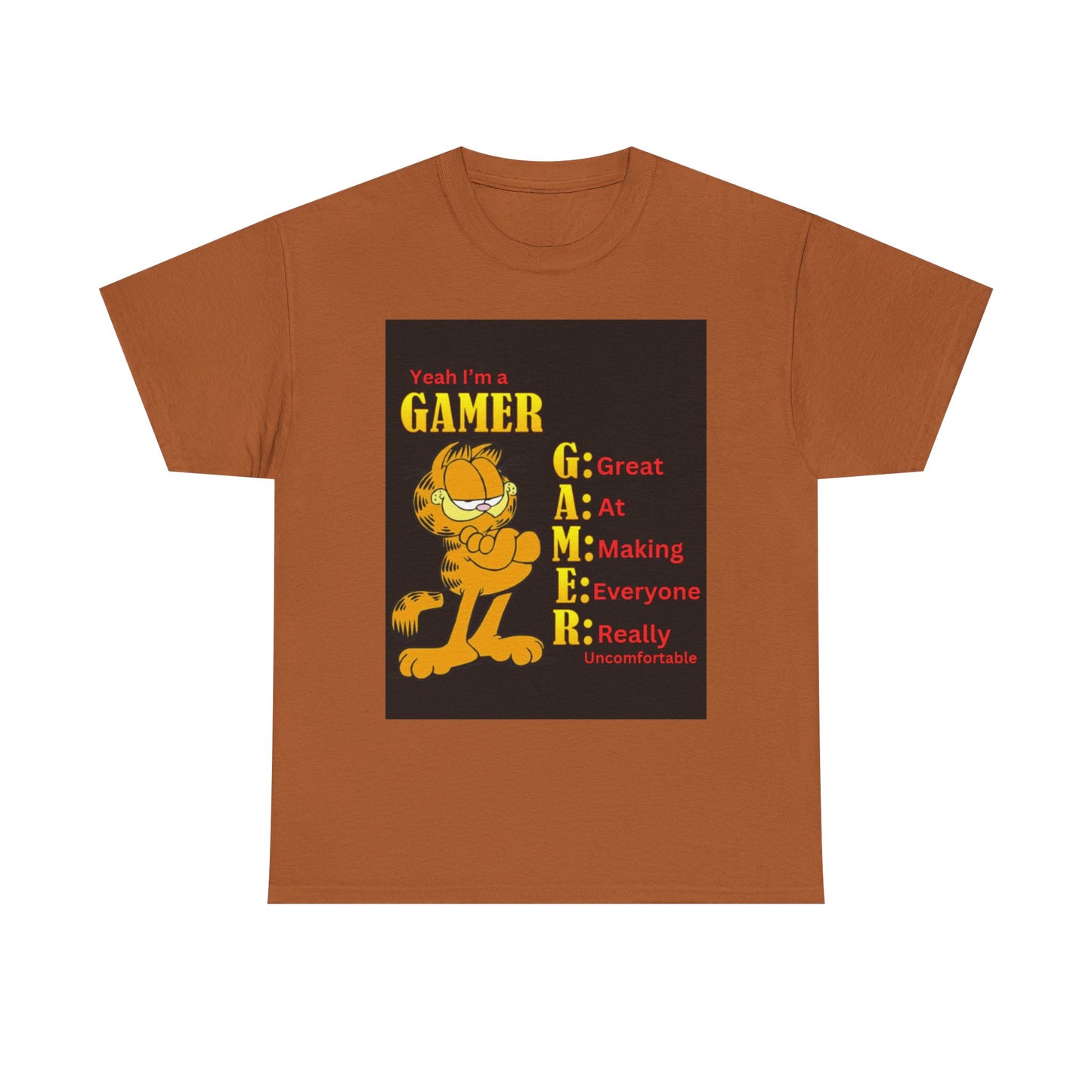 Yeah I'm a Gamer, Garfield Funny ironic meme t-shirt, Uncomfortable Funny Meme Shirt Sarcastic, Cursed Tee Shirt