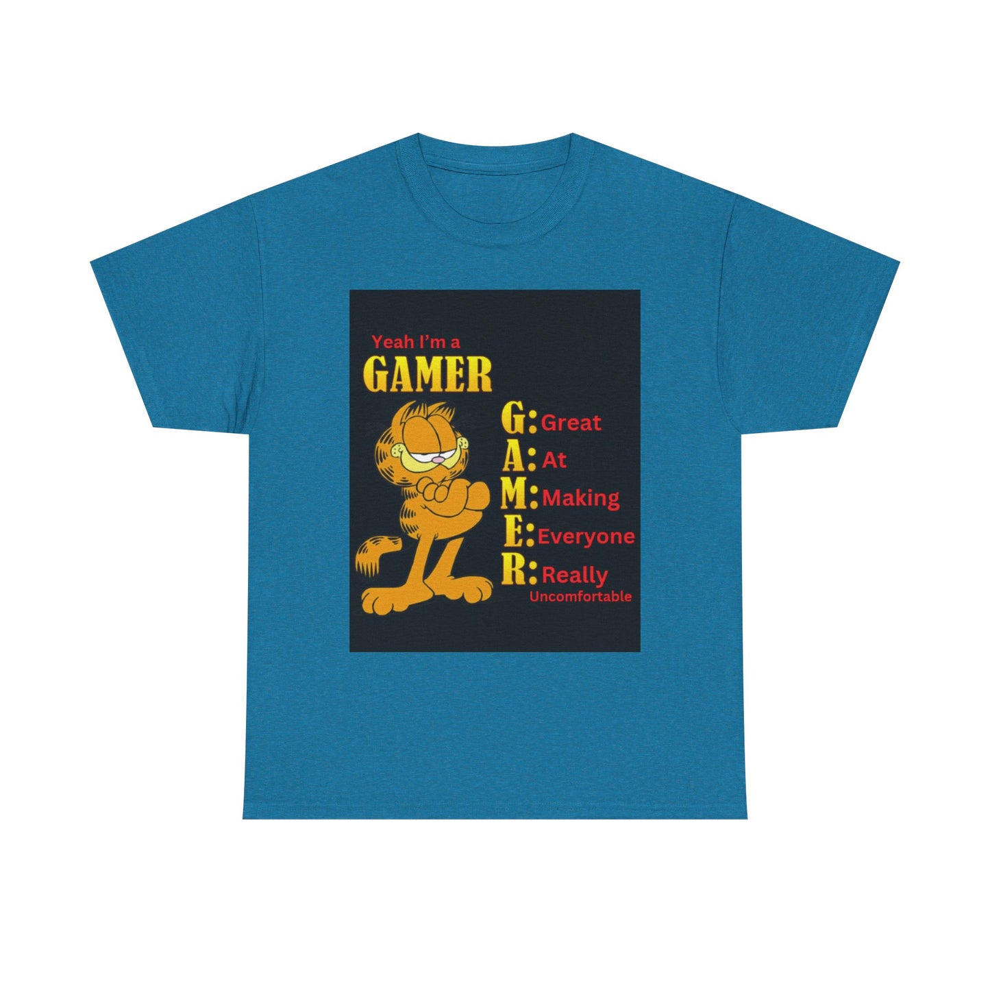Yeah I'm a Gamer, Garfield Funny ironic meme t-shirt, Uncomfortable Funny Meme Shirt Sarcastic, Cursed Tee Shirt