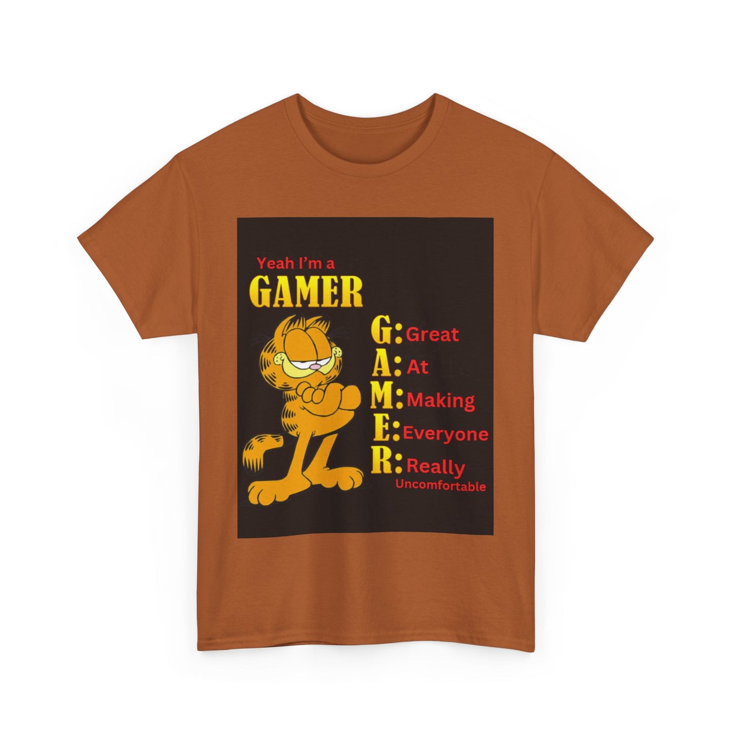 Yeah I'm a Gamer, Garfield Funny ironic meme t-shirt, Uncomfortable Funny Meme Shirt Sarcastic, Cursed Tee Shirt