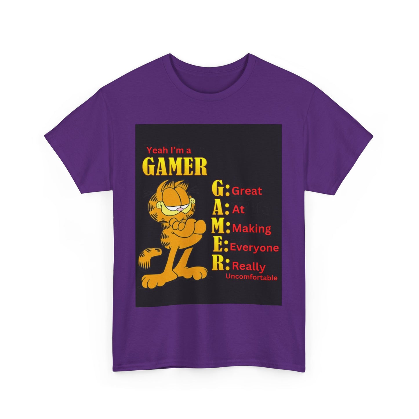 Yeah I'm a Gamer, Garfield Funny ironic meme t-shirt, Uncomfortable Funny Meme Shirt Sarcastic, Cursed Tee Shirt