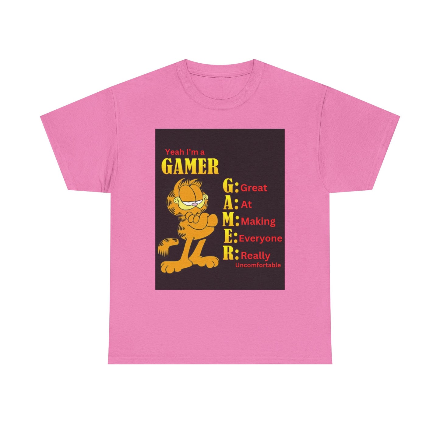 Yeah I'm a Gamer, Garfield Funny ironic meme t-shirt, Uncomfortable Funny Meme Shirt Sarcastic, Cursed Tee Shirt