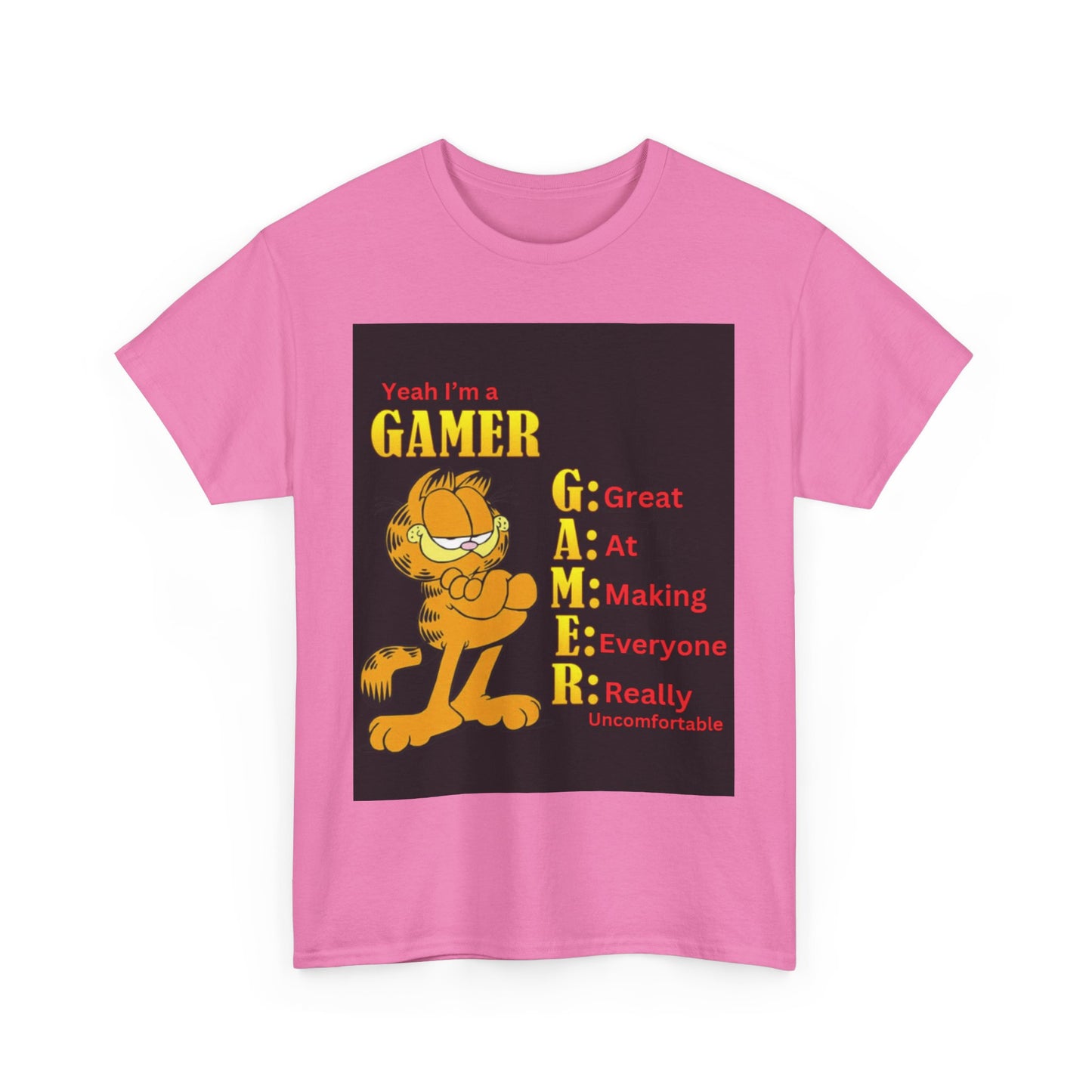 Yeah I'm a Gamer, Garfield Funny ironic meme t-shirt, Uncomfortable Funny Meme Shirt Sarcastic, Cursed Tee Shirt