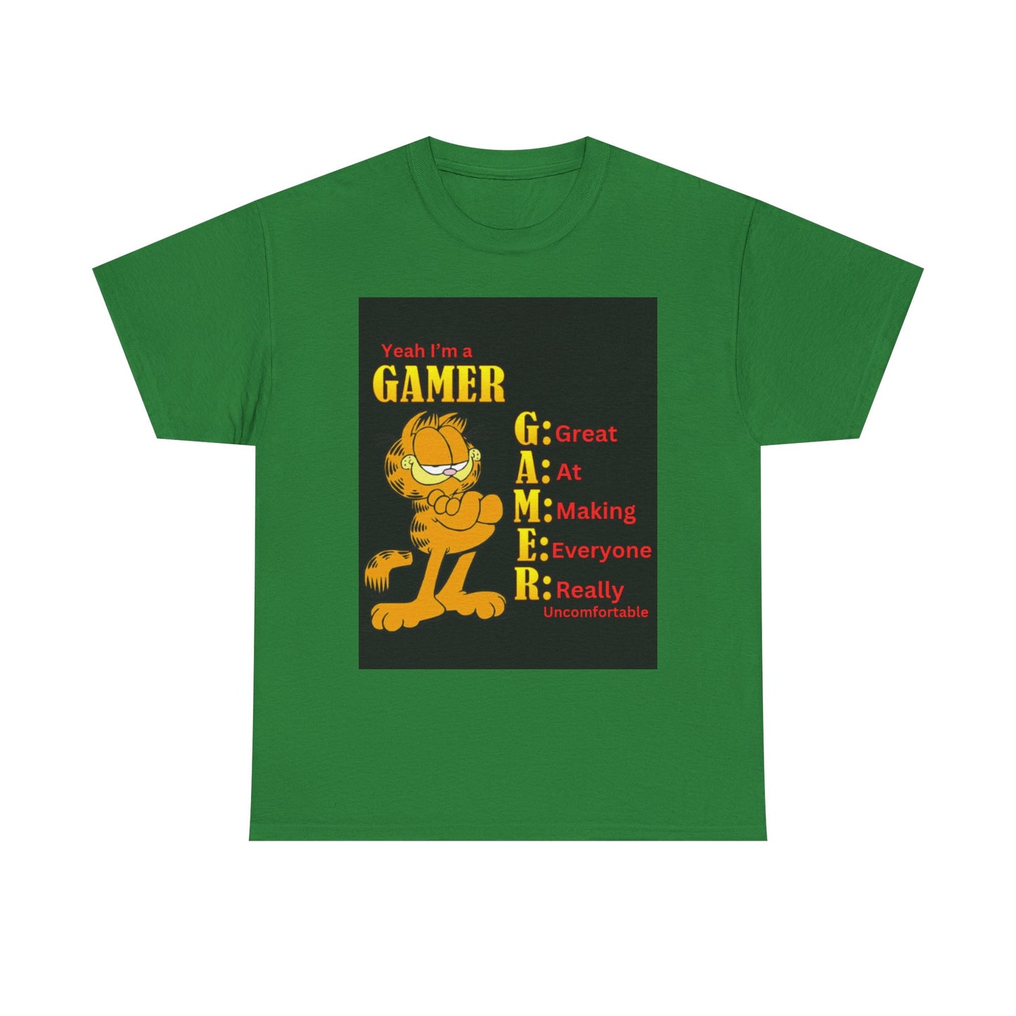 Yeah I'm a Gamer, Garfield Funny ironic meme t-shirt, Uncomfortable Funny Meme Shirt Sarcastic, Cursed Tee Shirt
