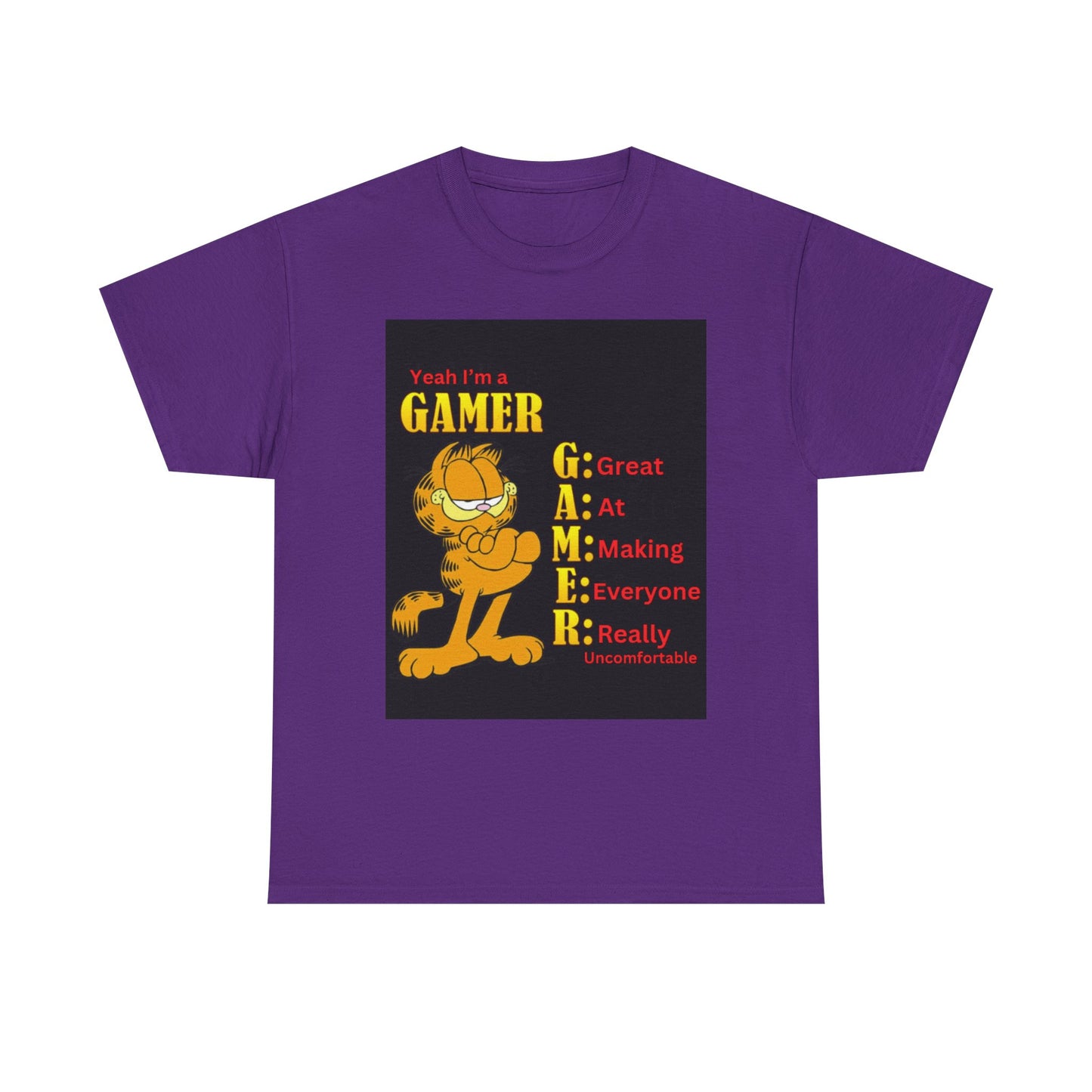 Yeah I'm a Gamer, Garfield Funny ironic meme t-shirt, Uncomfortable Funny Meme Shirt Sarcastic, Cursed Tee Shirt